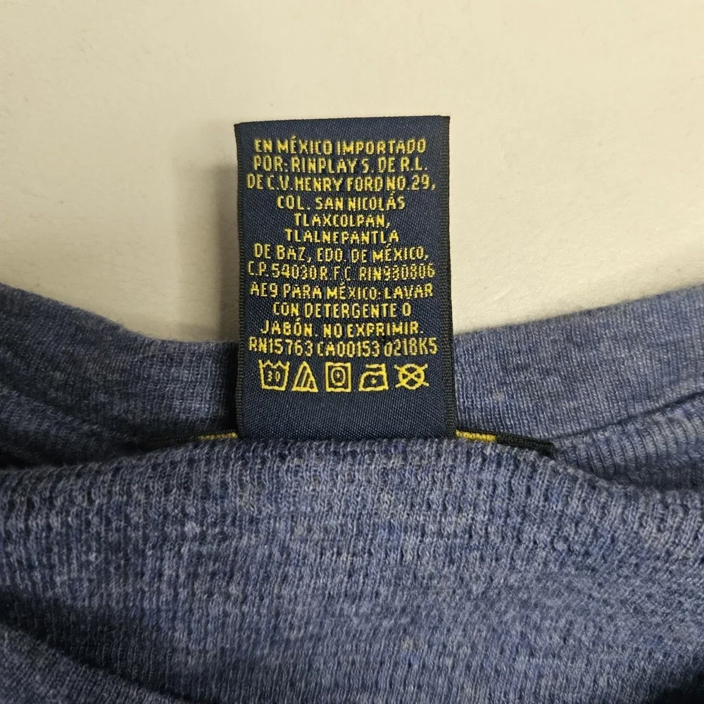 Polo Ralph Lauren Shirt Size‎ Medium Blue Camo Waffle Thermal Long Sleeve Layer